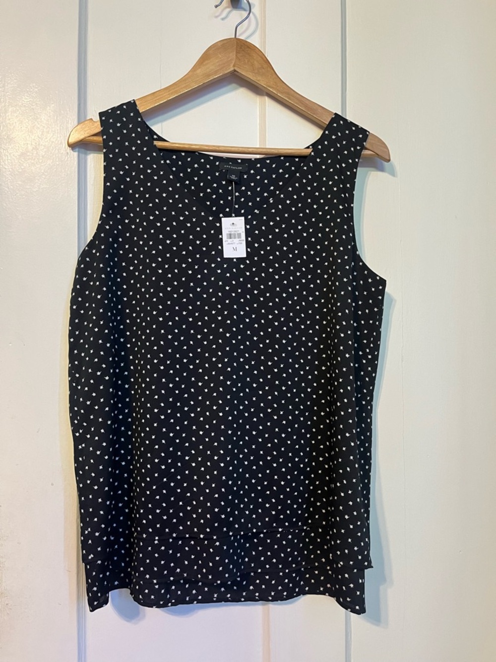 NWT Ann Taylor Black Sleeveless Polka Dot Top